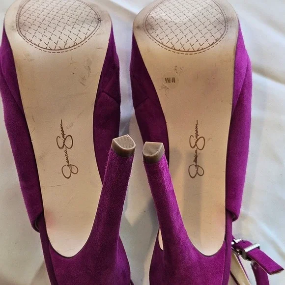 Jessica Simpson Sibilla Fuchsia Suede Slingback Platform Heels - Picture 5 of 5